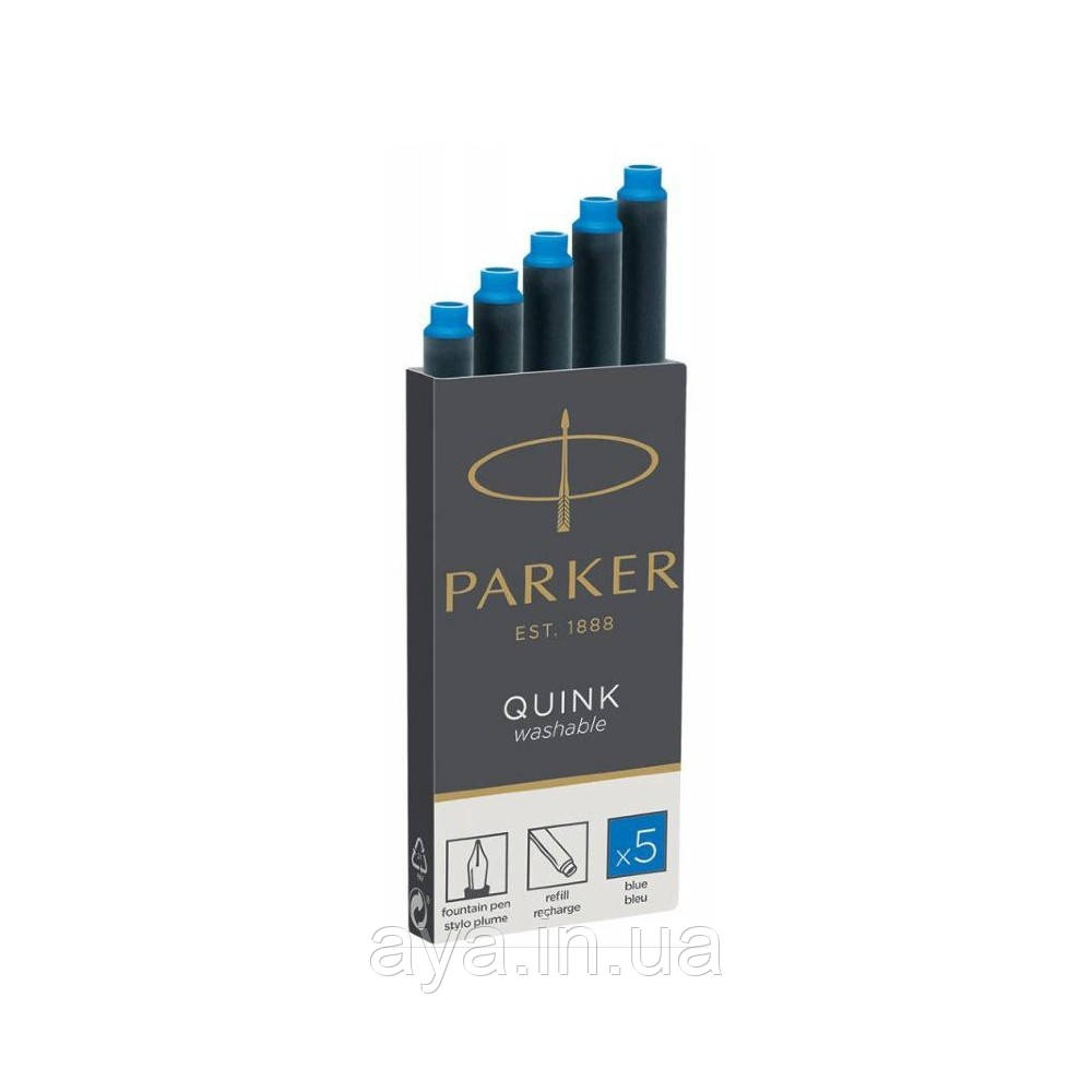 Картриджі Parker Quink для заправки перових ручок (5 шт, колір чорнила синій) 11 410WBL, фото 1