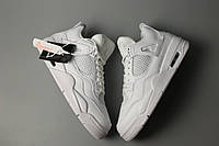 Кроссовки зимние Nike Jordan 4 White мужские белые с мехом высокие кожаные стильные теплые