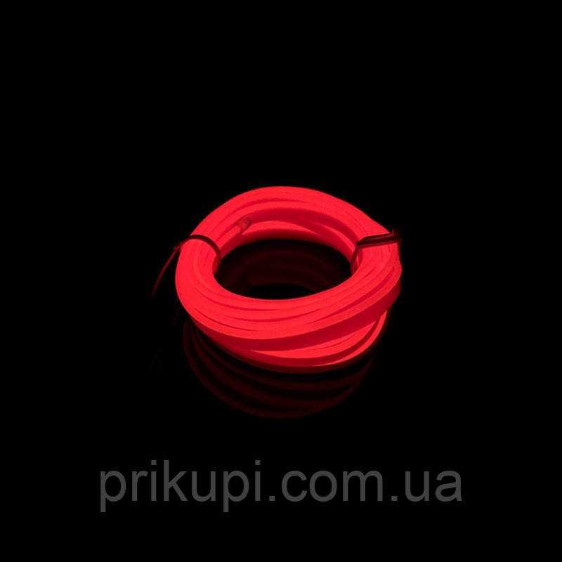 Гнучкий неоновий шнур в салон авто 5 м USB (з інвертором) Червоний