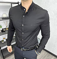 Мужская стильная рубашка Loro Piana H4143 черная