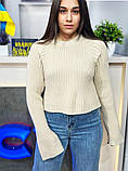 Кофта жіноча молодіжна вязана зимня Жіночий теплий светр, кофта в'язана oversize, однотонний вільного крою, фото 5