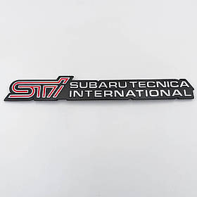 Металева емблема STI SUBARU (Субару) 16.0x2.0 cm - Чорно Червона