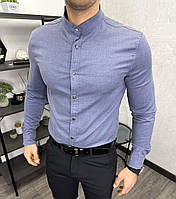 Мужская стильная рубашка Loro Piana H4149 голубая