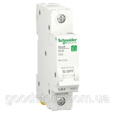 Автоматичний вимикач Schneider Electric RESI9 6kA 1P 63A C (R9F12163)