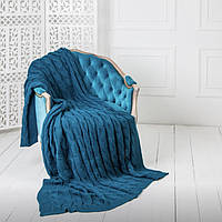 Плед вʼязаний VividZone РОМАНТИК 160*210 морська хвиля