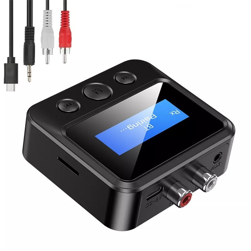 Bluetooth 5.0 аудіо приймач передавач Vikefon C39S з дисплеєм підтримка TF карт