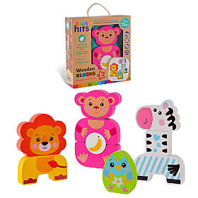 Дерев'яні іграшки Kids hits (набір кубиків 10 деталей, 4 персонажі) KH20/005
