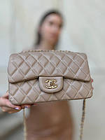 Женская сумка Chanel турция Экокожа бежевая на плечо