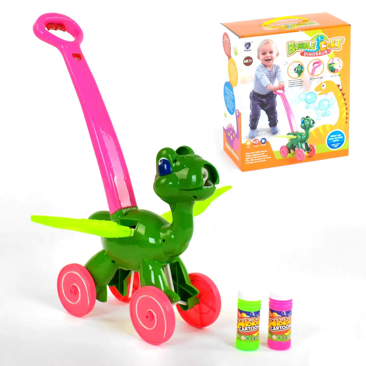 Каталка з мильними бульбашками Динозавр FH 880 світлові та звукові ефекти