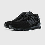 Кросівки жіночі зимові New Balance 574 Black чорні на хутрі, фото 2
