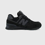 Кросівки жіночі зимові New Balance 574 Black чорні на хутрі, фото 3