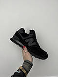 Кросівки жіночі зимові New Balance 574 Black чорні на хутрі, фото 6