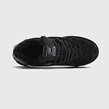Кросівки жіночі зимові New Balance 574 Black чорні на хутрі, фото 10