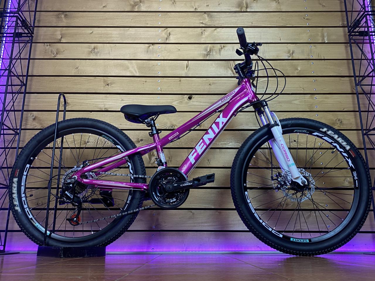 Велосипед підлітковий спортивний гірський 24" Corso Fenix FX-24459 фіолетовий на зріст 120-135 см