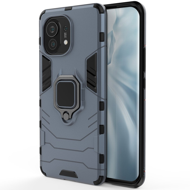 Ударостійкий чохол Transformer Ring for Magnet для Xiaomi Mi 11 Сірий / Metal slate