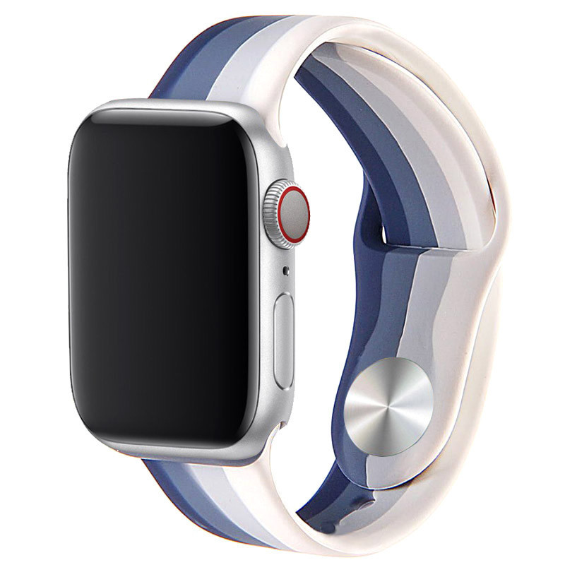 Силіконовий ремінець Rainbow для Apple Watch 42(ser.1-3)/44/45/46/49mm Синій / Сірий