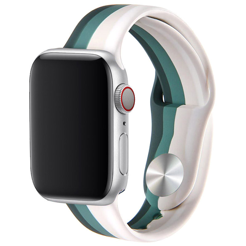 Силіконовий ремінець Rainbow для Apple Watch 42(ser.1-3)/44/45/46/49mm Білий / Зелений