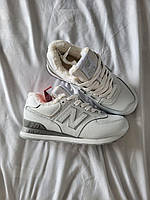 Кроссовки женские зимние New Balance 574 White белые на меху