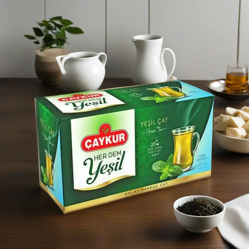 Зеленый чай с мятой в пакетиках турецкий органический Caykur Yesil 40 г 25 шт натуральный пакетированный - фото 1 - id-p2020470477