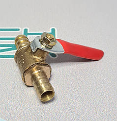 Кран кульовий латунний зі штуцером (ялинка) 12х12 Rider (RD 57.37.04)