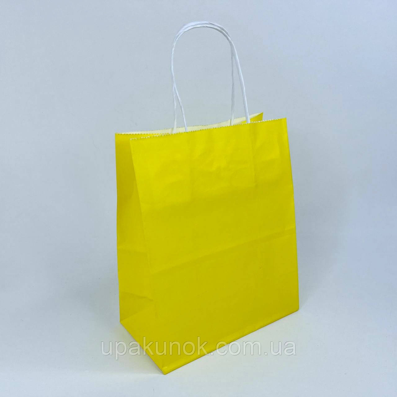 Крафт-пакет, 180*95*215 мм, з ручками, жовтий