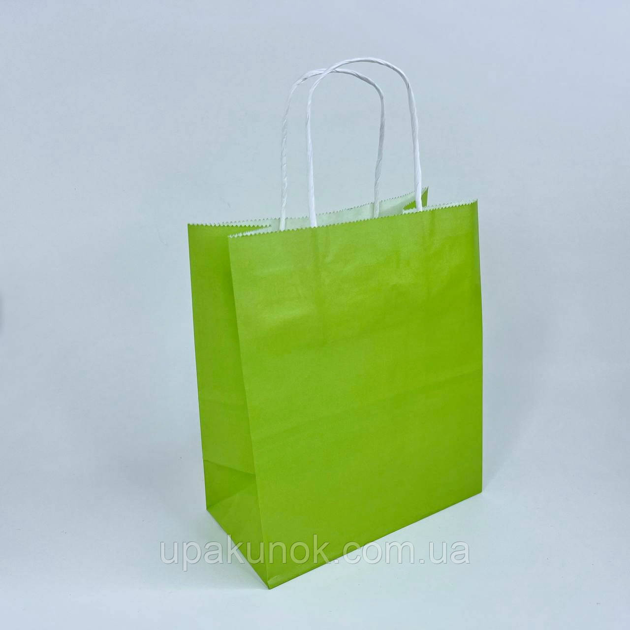 Крафт-пакет, 180*95*215 мм, з ручками, зелений