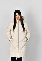Дуже теплий пуфер пальто пуховик молодіжний прямого крою на біо-пуху 44-54 розміри різні кольори молочний