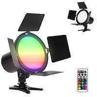 Светодиодная RGB лампа видеосвет JSL-216 с пультом LED прожектор для фото и видеосъемки