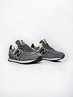 Кроссовки женские зимние New Balance 574 Grey Black серые на меху