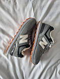 Кросівки жіночі зимові New Balance 574 Grey Black сірі на хутрі, фото 3