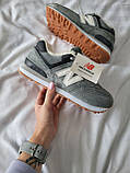 Кросівки жіночі зимові New Balance 574 Grey Black сірі на хутрі, фото 4