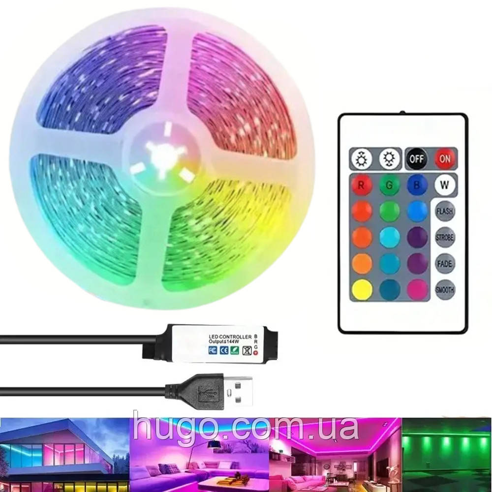 Світлодіодна Led стрічка з Bluetooth 5 м, USB, 5050 + пульт ДК ...