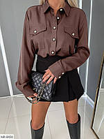 Блузка-сорочка жіноча класична ділова офісна стильна модна повсякденна на гудзиках арт 121