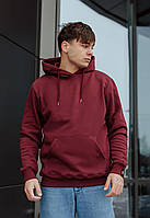 Худые мужское бордовое для мужчины кофта с капюшоном Staff bordo basic fleece Adwear Худі чоловіче бордове для