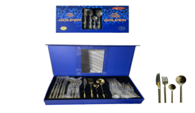 Набір столових приладів Helios 24 предметів з нержавіючої сталі золото BC-85, фото 1