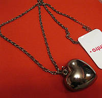 Цепочка бусы ожерелье кулон сердце стильное цепь под темное серебро