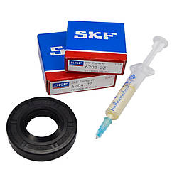Комплект для заміни підшипників у пральній машині Samsung DC35-00077T (SKF 6204, 6203, сальник 25*50,55*10/12, мастило для сальник