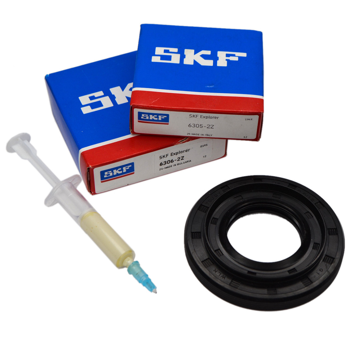 Комплект підшипників (SKF 6305, 6306) сальник 37*76*9,5/12 WLK для пральних машин LG, фото 1