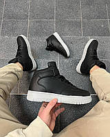 Зимние мужские утепленные черные кроссовки 41-45р мужские стильные ботинки эко-кожа подошва пена