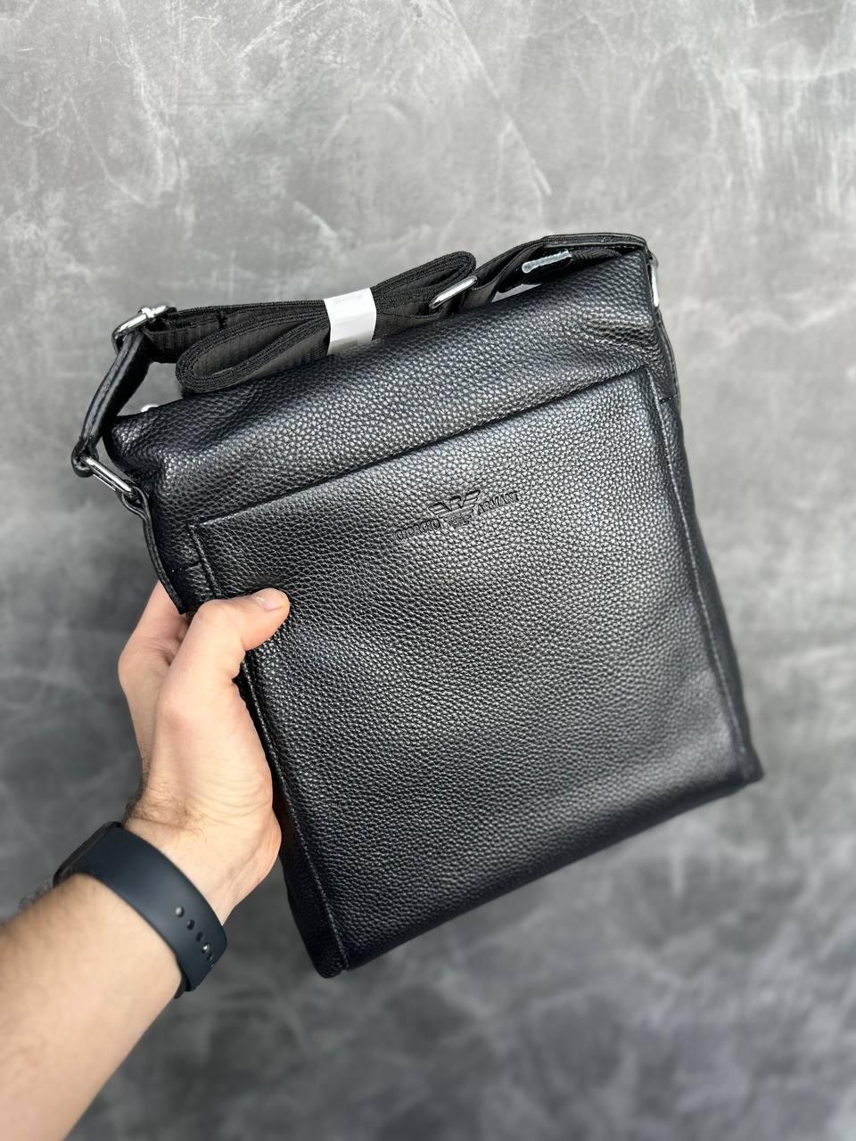 Чоловіча Чорна Сумка Месенджер Giorgio Armani, фото 1