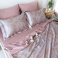 Двуспальное (Евро) постельное белье KrisPol, жаккард-сатин King Size 35056-3, розовый