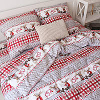 Полуторное постельное белье KrisPol, байка 9530-1, "Новогодние олени"