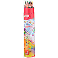 Карандаши цветные 12 цветов Deli Color Run EC00307 в тубе с чинкой
