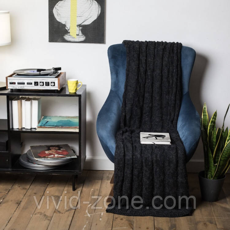 Плед вʼязаний VividZone РОМАНТИК 160*210 сірий меланж