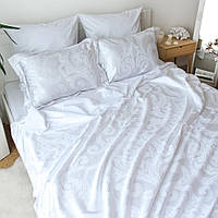 Двуспальное (Евро) постельное белье KrisPol, жаккард-сатин King Size 35057-3, белый