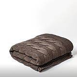 Плед вʼязаний VividZone РОМАНТИК 160*210 молочний шоколад, фото 2