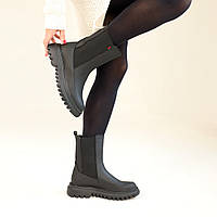 Челси женские кожаные ботинки на зиму мех черный. Adwear Челсі жіночі шкіряні черевики на зиму хутро чорні