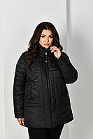 Гарна коротка зимова куртка великих розмірів 50-60 різні кольори чорна