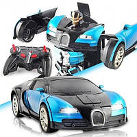 Машинка трансформер Bugatti Car Robot радіокерована синя