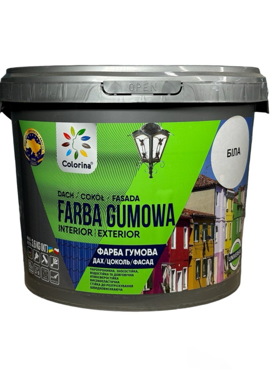 Фарба гумова для дахів Colorina 3,6 кг біла